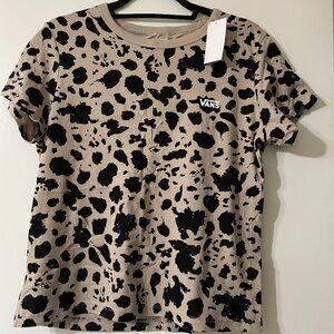 Vans Leopard Print Logo T-Shirt – Size XL